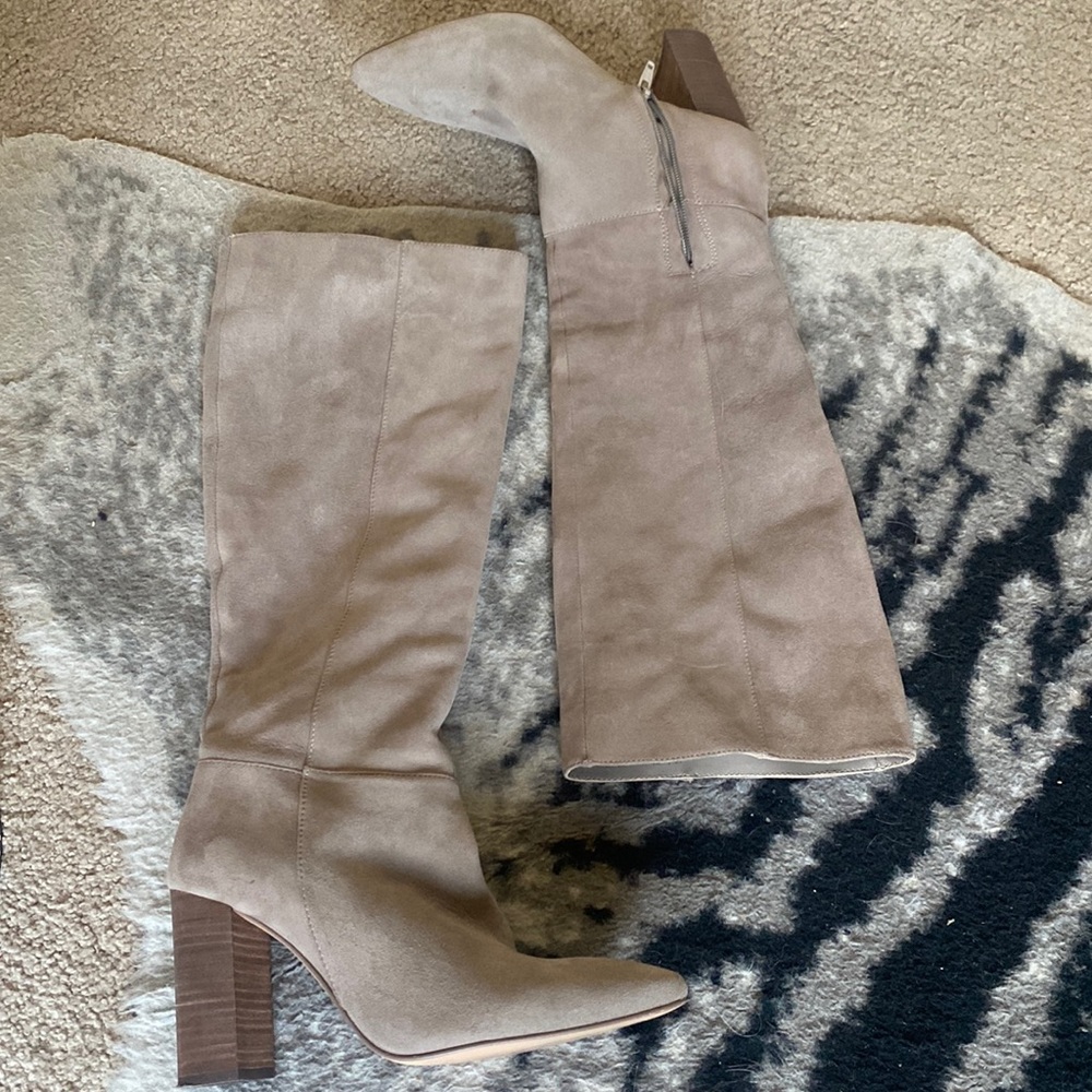 Steve Madden Tan Suede Knee High Block Heel Boots